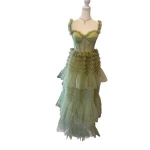 (Sold)nwt cider green tinkerbelle ruffle dress